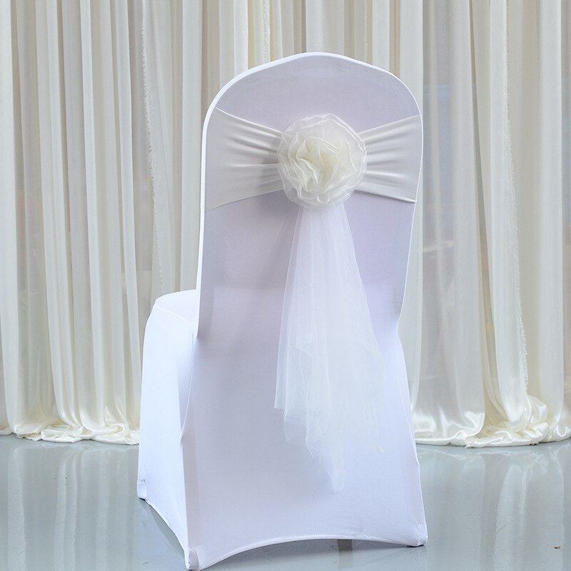 10 stk sash knude bryllup stole betræk sløjfe dekoration lilla stol sash bånd stol bælte binde til bryllup fest hotel banket: Mælkehvid