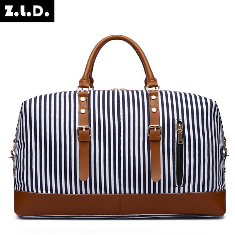 Zld factory direct original herren gestreifte canvas reisetasche gepäckstück große kapazität handtasche reisetasche