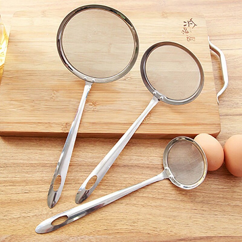 Durable Multi-functional Filter Spoon With Clip Food Kitchen Oil-Frying Filter Stainless Steel Clamp Strainer Kitchen Tools