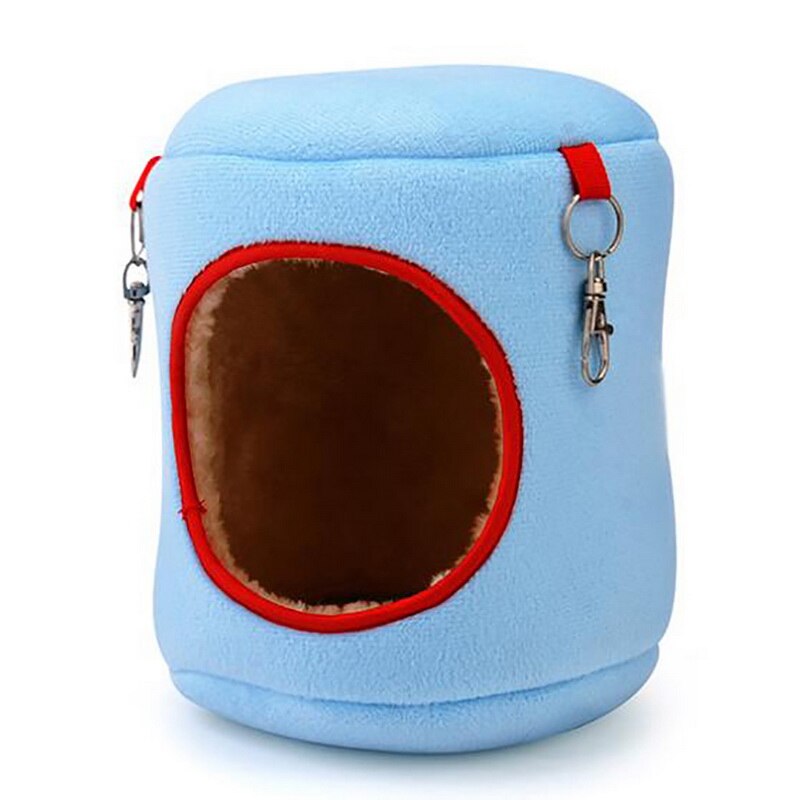 Pet Cute Soft Hanging bed Little Pet Rat Warm Bed Rat Hammock Squirrel Winter Toys Pet Hamster Cage House Hanging Nest cage: blue / L
