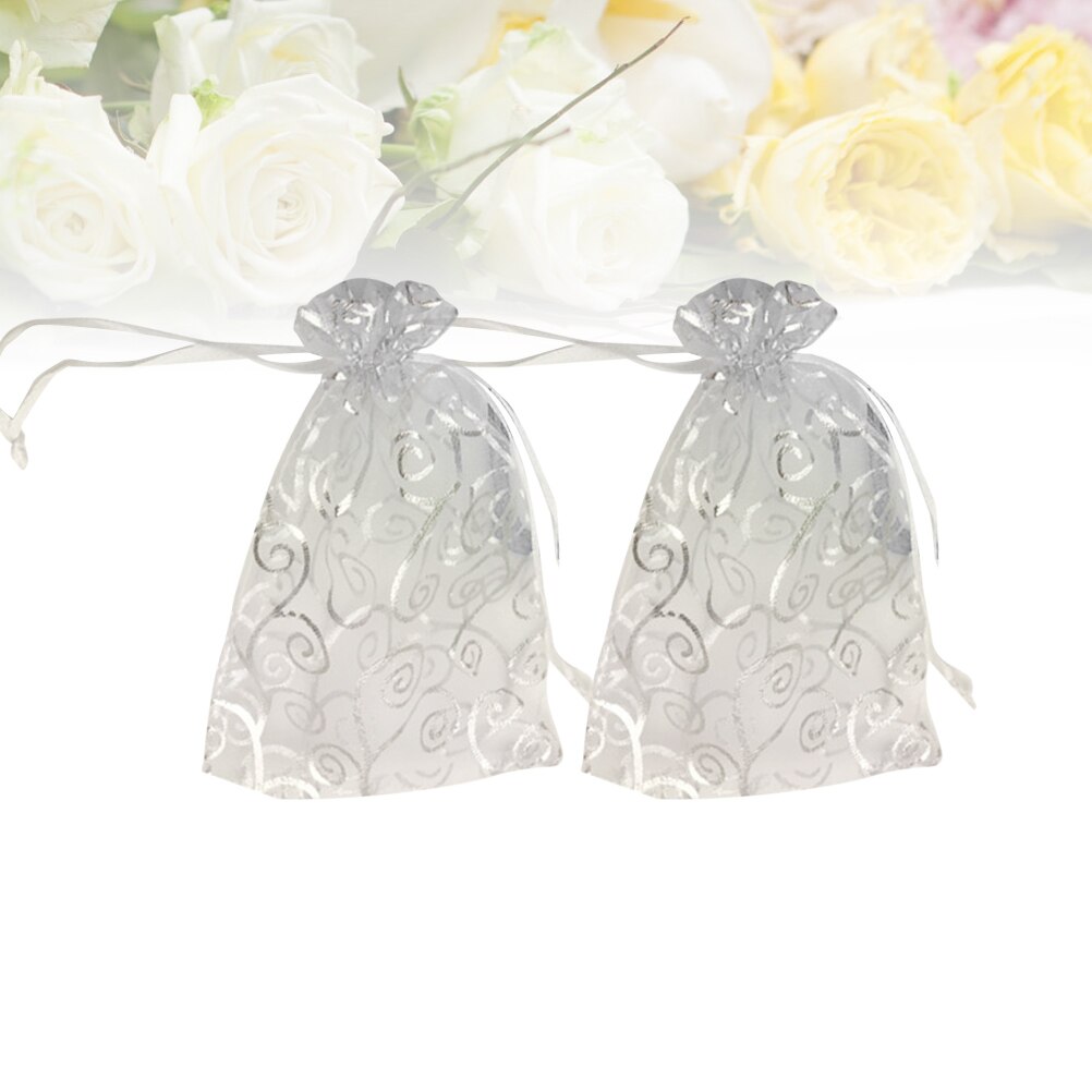 50 stücke Taschen schier Kordelzug Dekorative Organza Rattan aufbringen Mini Favor Schmuck Süssigkeit Taschen Beutel für Hochzeit Party