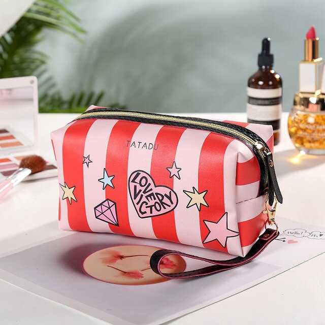 PU Leather Portable Women kosmetyczka z lustrem torby podróżne kosmetyczki organizuj torebkę wodoodporna kosmetyczka: C3