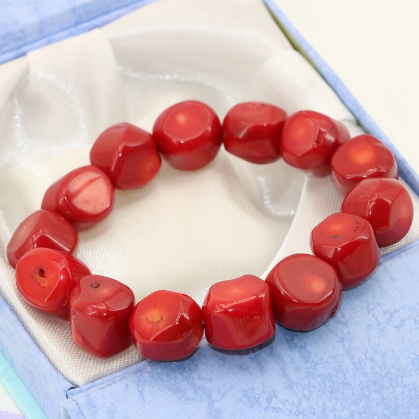 Superiore di trasporto libero 9-13mm naturale del corallo rosso perle di forma irregolare elegante braccialetto donne gioielli fai da te 7.5 pollici B2705