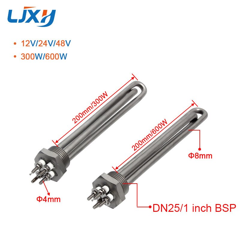 LJXH DN25 DC 12V/24V/48V 300W 600W Heizelement Für Solar- Wasser heizung 1 zoll Rohr Heizungen Alle 304 Edelstahl