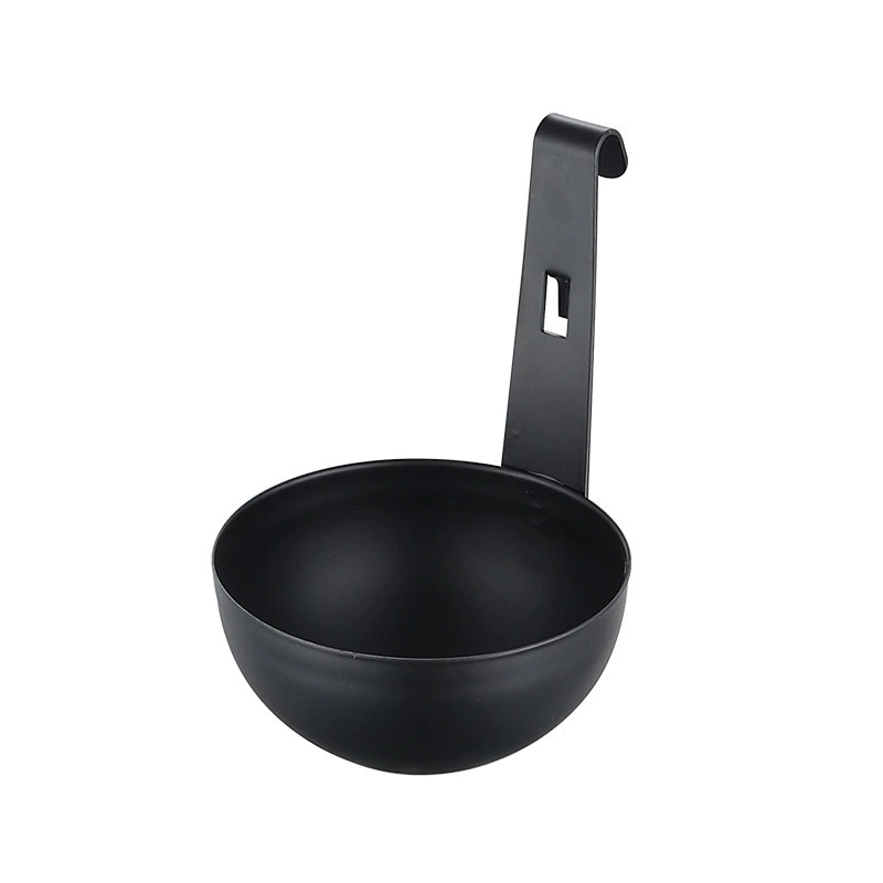 Máquina para hacer huevos cocidos y escalfados con agua estilo oreja colgante, olla colgante, molde plano para huevos humeantes, herramienta para huevos hervidos suaves con resorte: Negro
