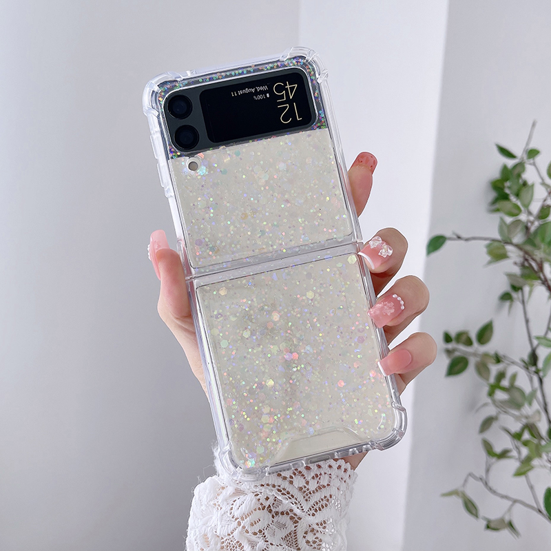 Funda de teléfono plegable con purpurina para Samsung Z Flip 6, 5, 4, 3, Galaxy Z Fold 6, 5, 4, 3, lentejuelas, cubierta suave a prueba de golpes