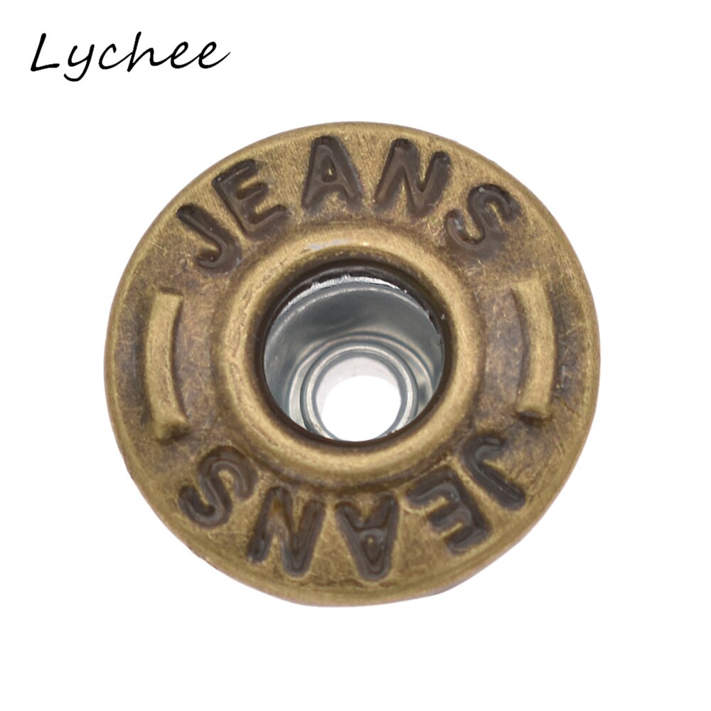 Lychee 20 piezas-remache de botón a presión para pantalones vaqueros clásicos, herramienta de instalación, prenda de mezclilla, botones de decoración