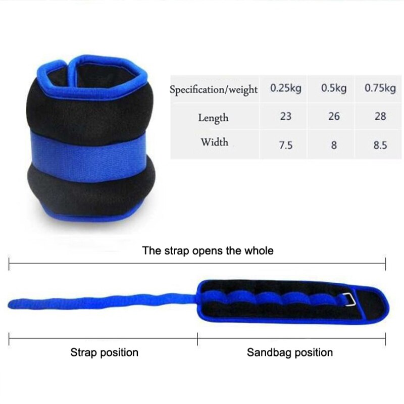 2 PCS Adjustable Leg Ankle Wrist Sand Bag Weights Training Sandbag Wraps Strength Fitness Equipment