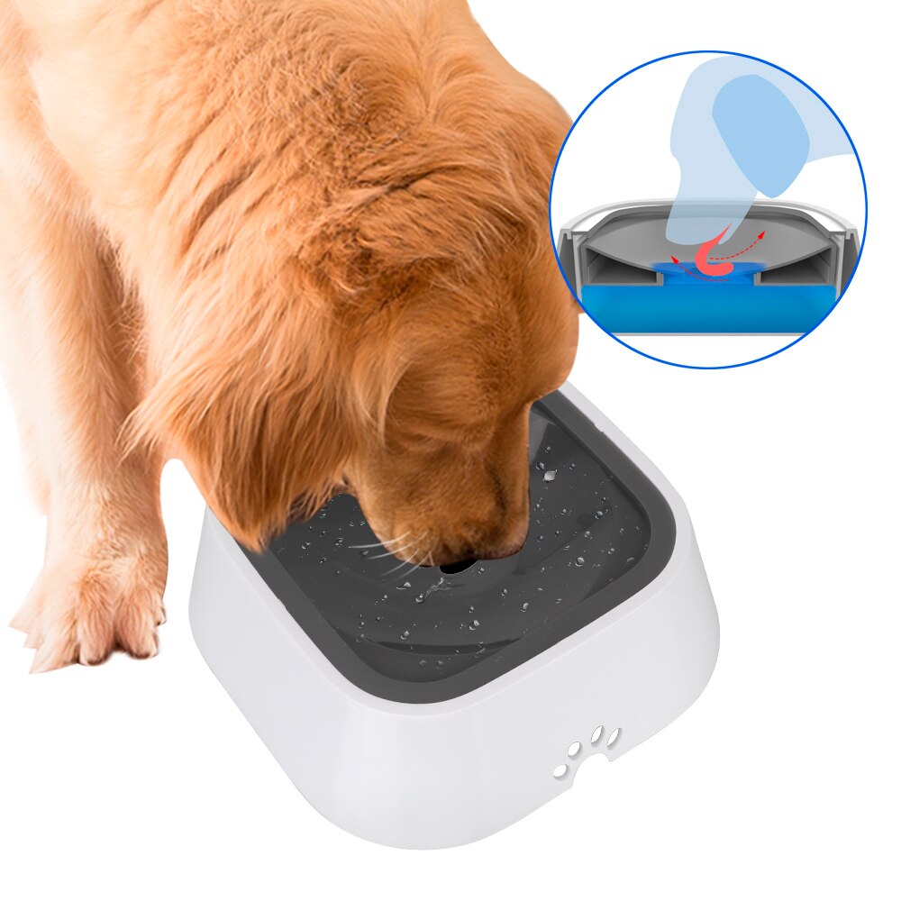 1.5L Anti-Overflow Cat Dog Water Bowl Slow Water Feeder Dispenser Carried Floating Bowl Pet Fountain