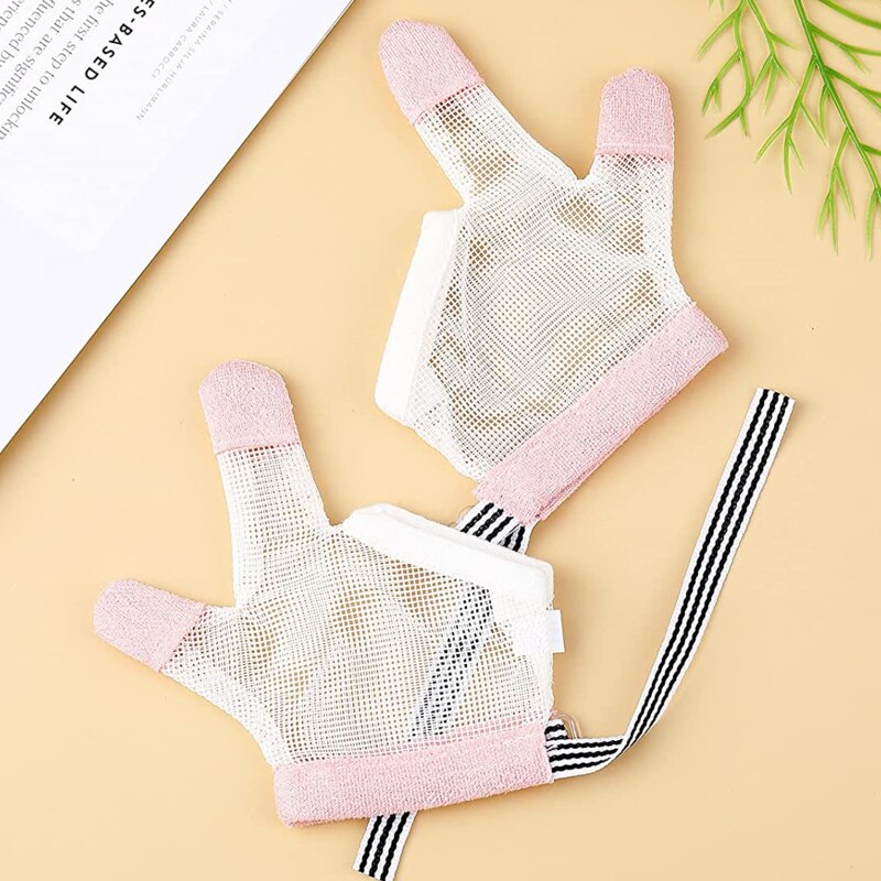 1 par de niños infantil Anti-mordedura comer protección para manos guantes de bebé evitar morder los dedos las uñas guante para Toddle los niños inofensivo conjunto