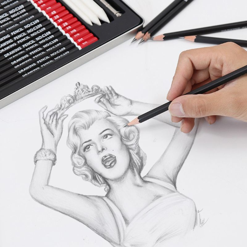 30pcs/set Sketching Pencil Drawing Kit 2H HB 2B 3B 3H 4B 5B 6B 8B 10B Art Supply