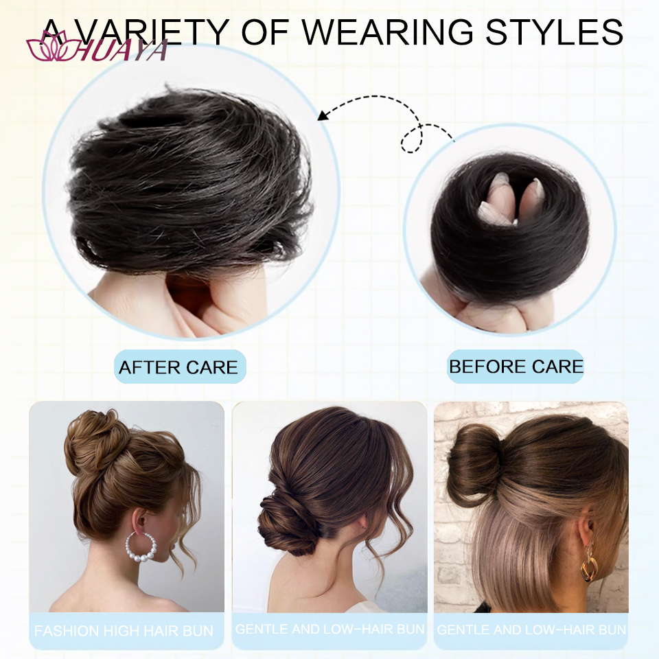 Moño desordenado, extensión de moño recto, Mini banda de goma, moño para el pelo, peluca de Donut sintética, accesorio, moño Updo