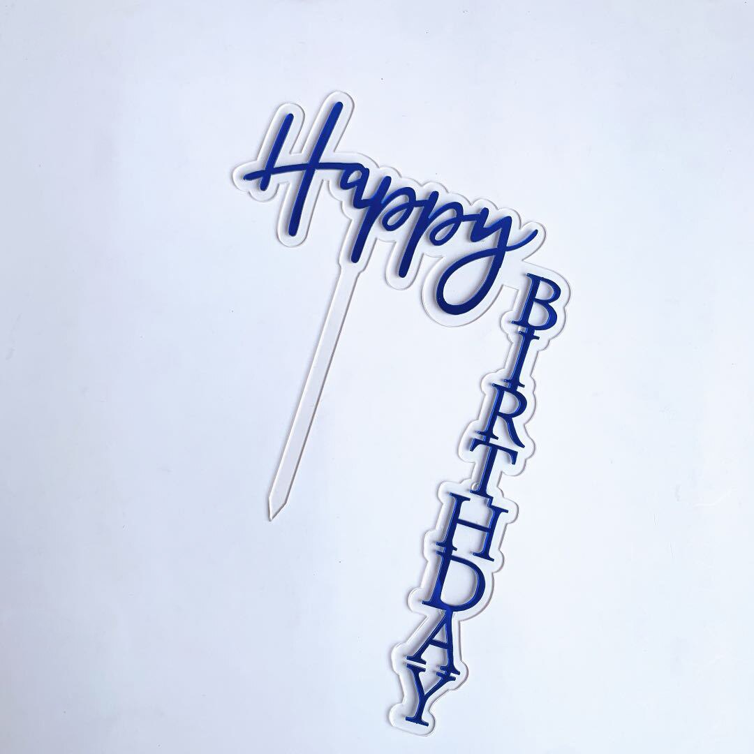 1pcs Happy Birthday Cake Topper Rose Gold Acrylic Vertical Gold Cake Topper For Birthday Party Cake Decorations: H