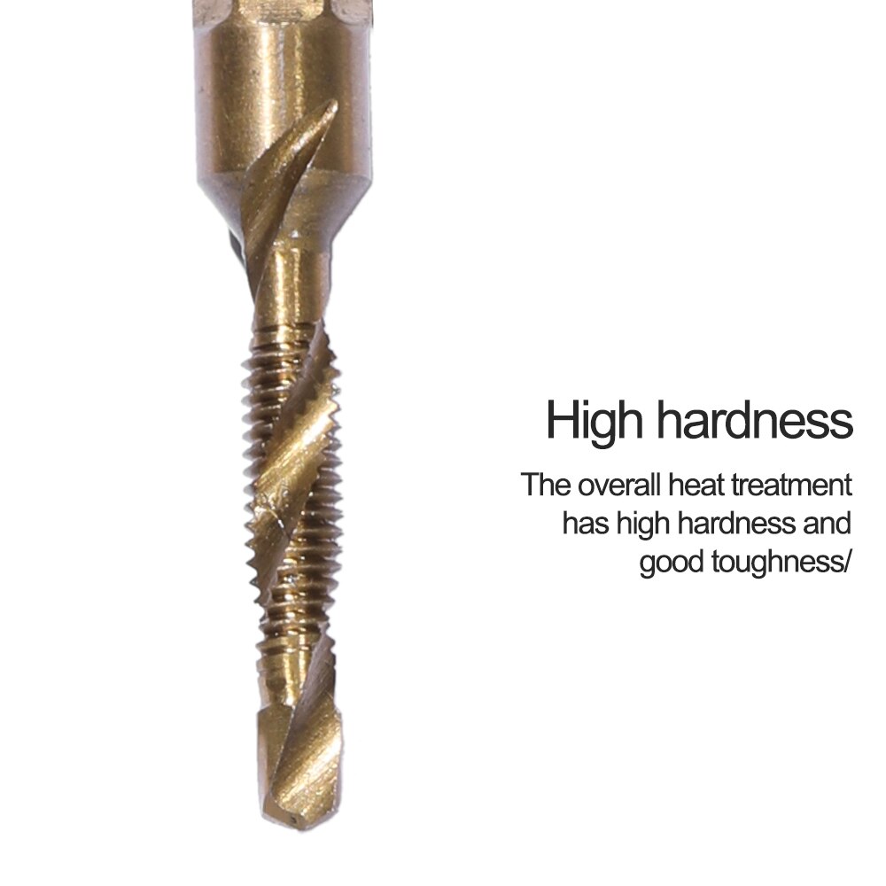 Metric Thread Tap Drill Bits Set Hex Shank Titanium Plated HSS Screw Thread Combination Drill Tap M3 M4 M5 M6 M8 M10 Hand Tools