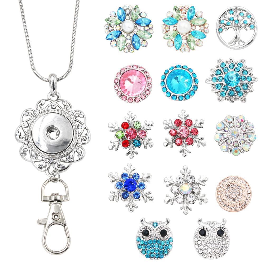 Idclip Bloem Lanyard Badge Houder Ketting Snap Sieraden Charms Hanger Clip Office Id Houder