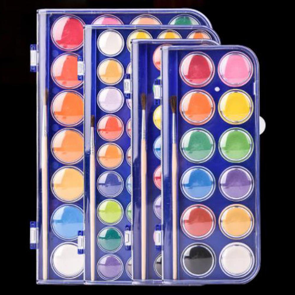 12/18/24/36 farver solid akvarel maling sæt bærbar vandbørste gouache pigmenter skole kunst papirvarer