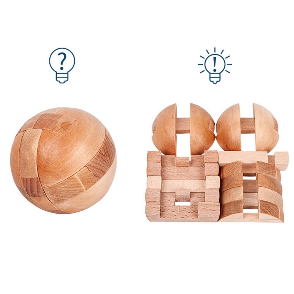 candado Luban en forma de bola/rompecabezas de madera juguete de desbloqueo educativo diámetro 6cm para niños juguete educativo-20