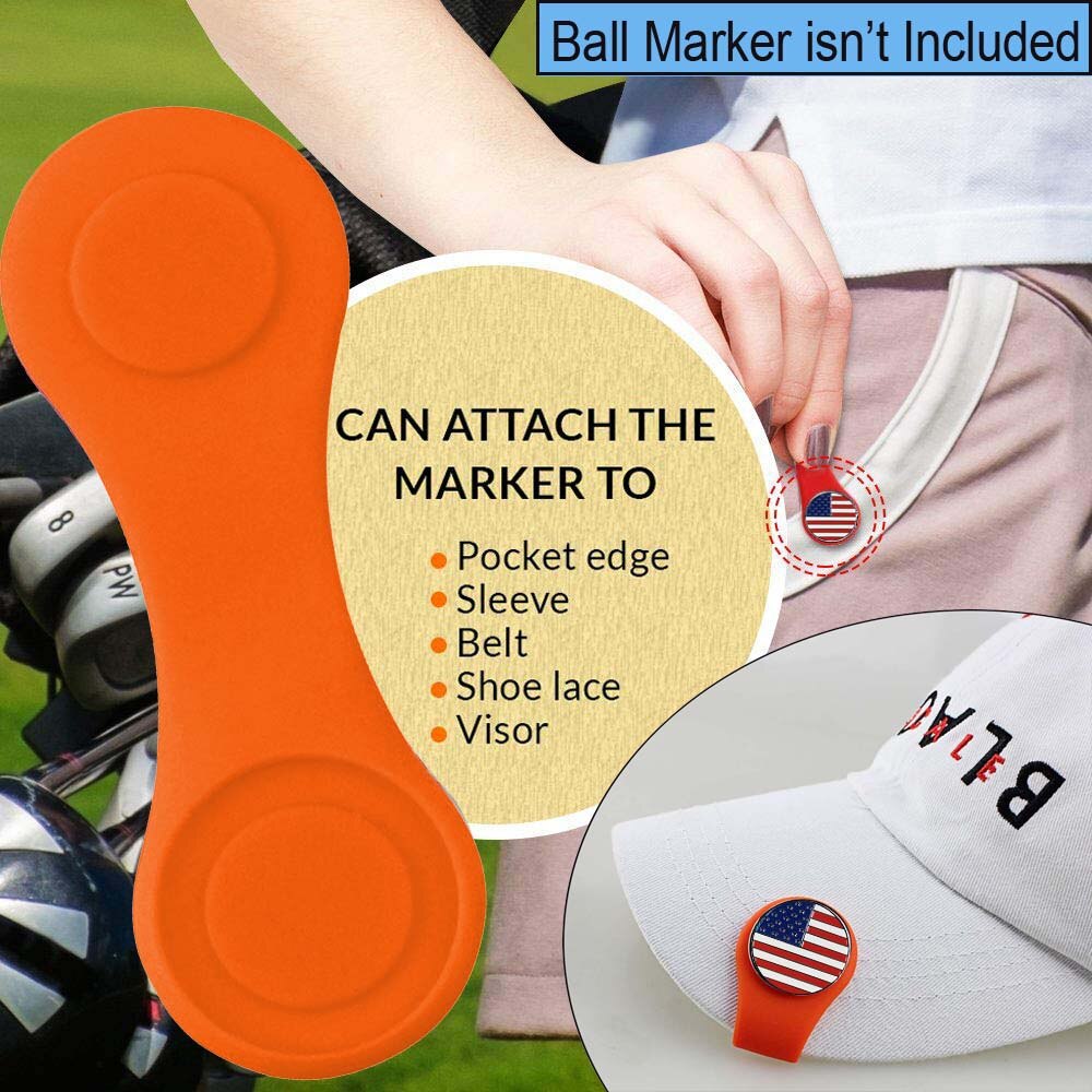Durable Silicone Set Magnetic Golf Ball Marker Hat Clip Black Blue Orange Removable Golfing Accessories