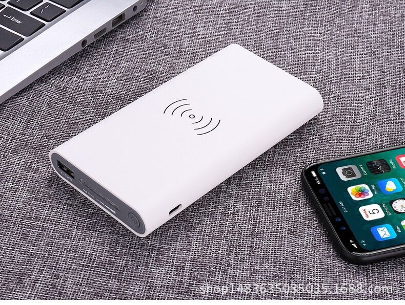 10000 mAh Qi wireless charger power bank external battery wireless charging power bank iPhone 11 X Samsung Huawei Xiaomi: White