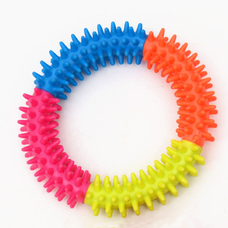 TPR Rubber Multicolor Thorn Ring Pet Toy Cat And Dog Molar Environmental Cat And Dog Toy: M
