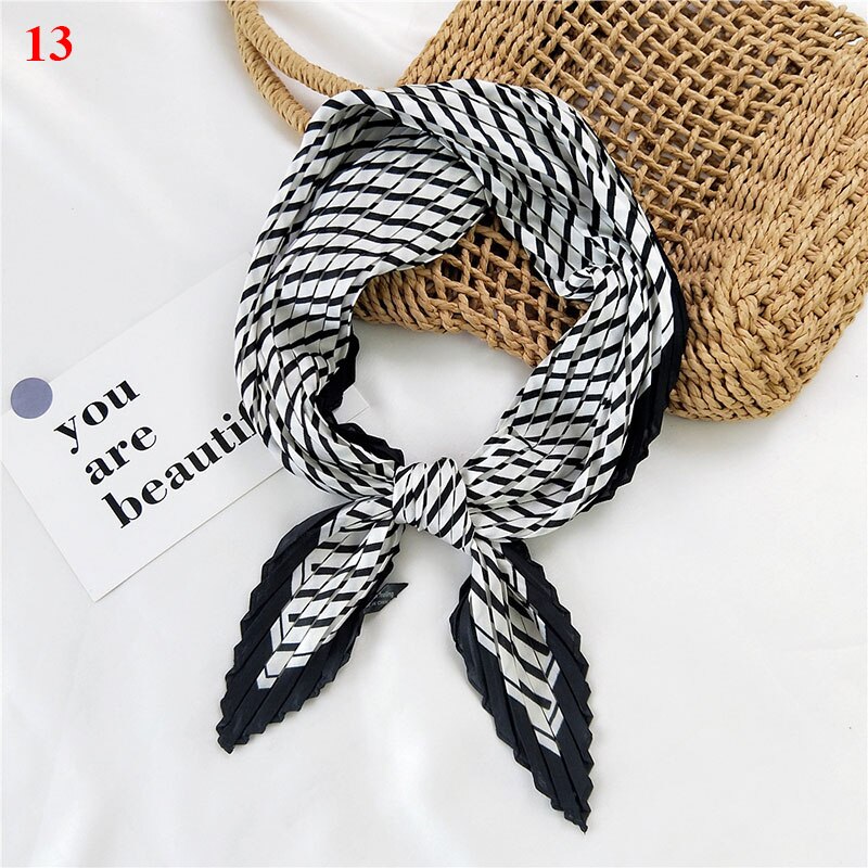 70*70cm Wrinkle Small Silk Scarf For Women Chiffon Square Scarf Fold Scarf Floral Striped Printed Women Office Scarves Foulard: 13