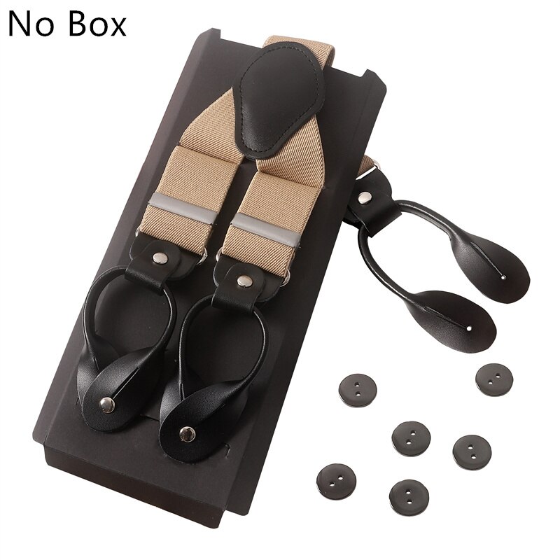 Vintage 3.5 Cm Wide Black Leather Suspenders Men Leather Button Suspenders Pant Braces Male Wedding Unisex Wear