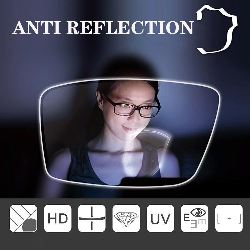 2 Piece 1.56 Index Lens Anti Blue Ray 1.61 1.67 1.74 Index +400 to -1000 Reading Glasses Lenses Myopia -100 150 200 -250