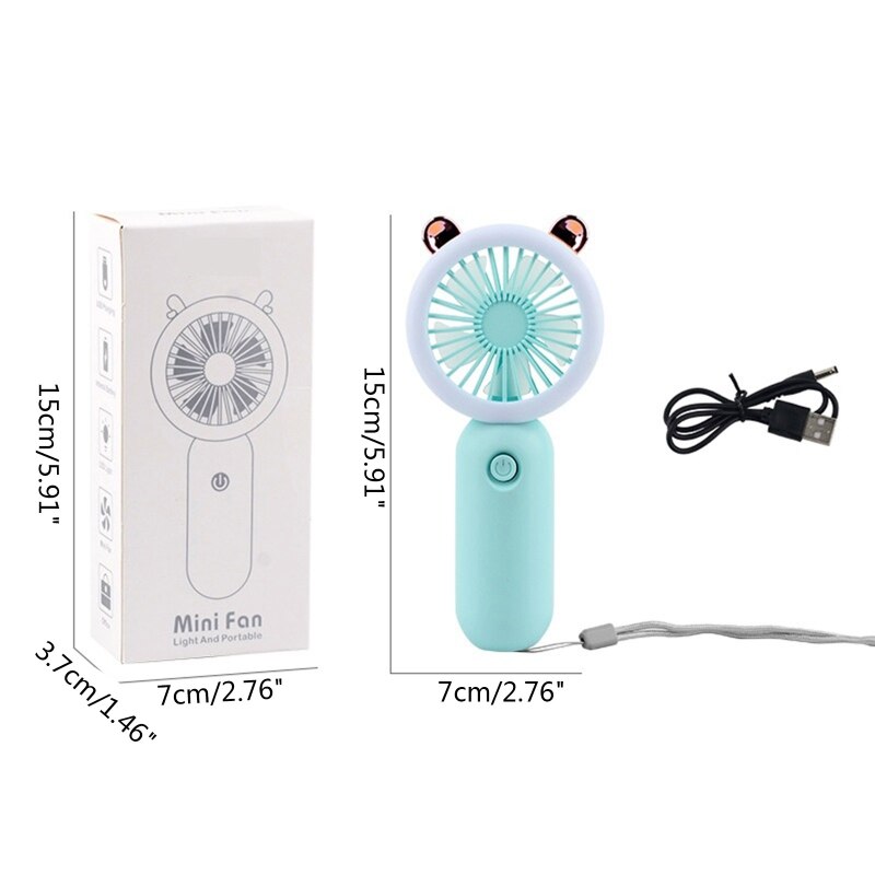 3-speed Usb Charging Mini Pocket Fan with Lanyard and Light Handheld Fan Small Personal Fan for Graduation Party