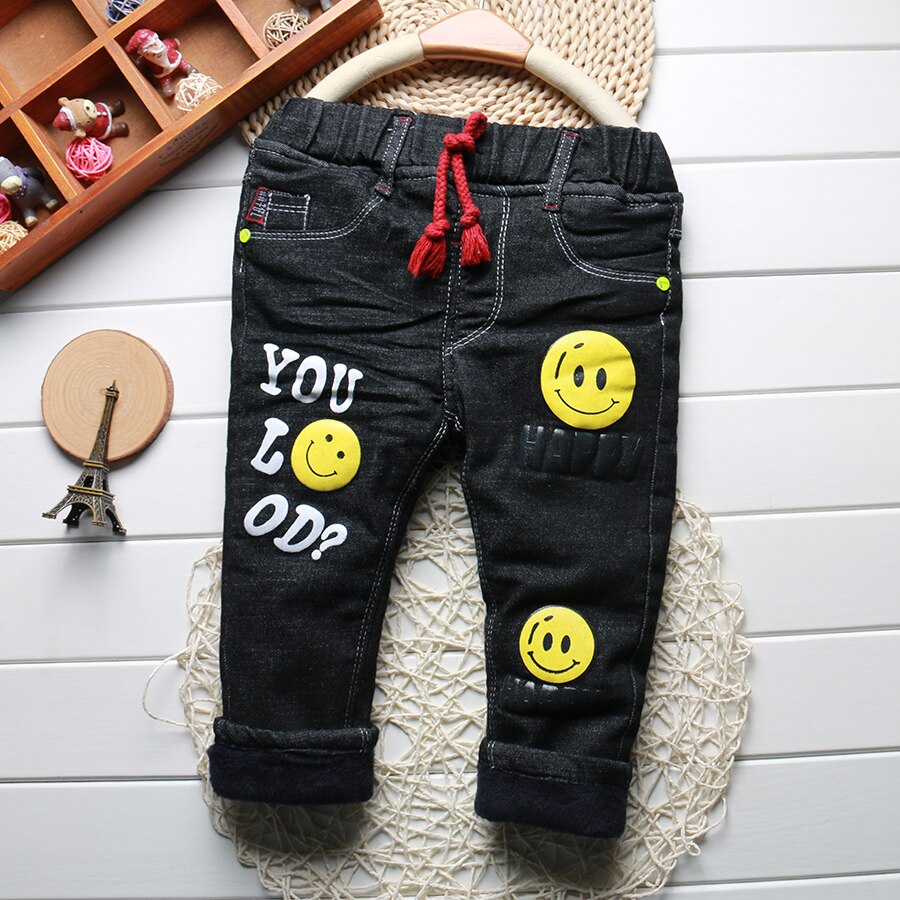 Vinter tyk varme drenge jeans sort børnetøj baby dreng termo denim bukser til børn 1-5 år db -b02