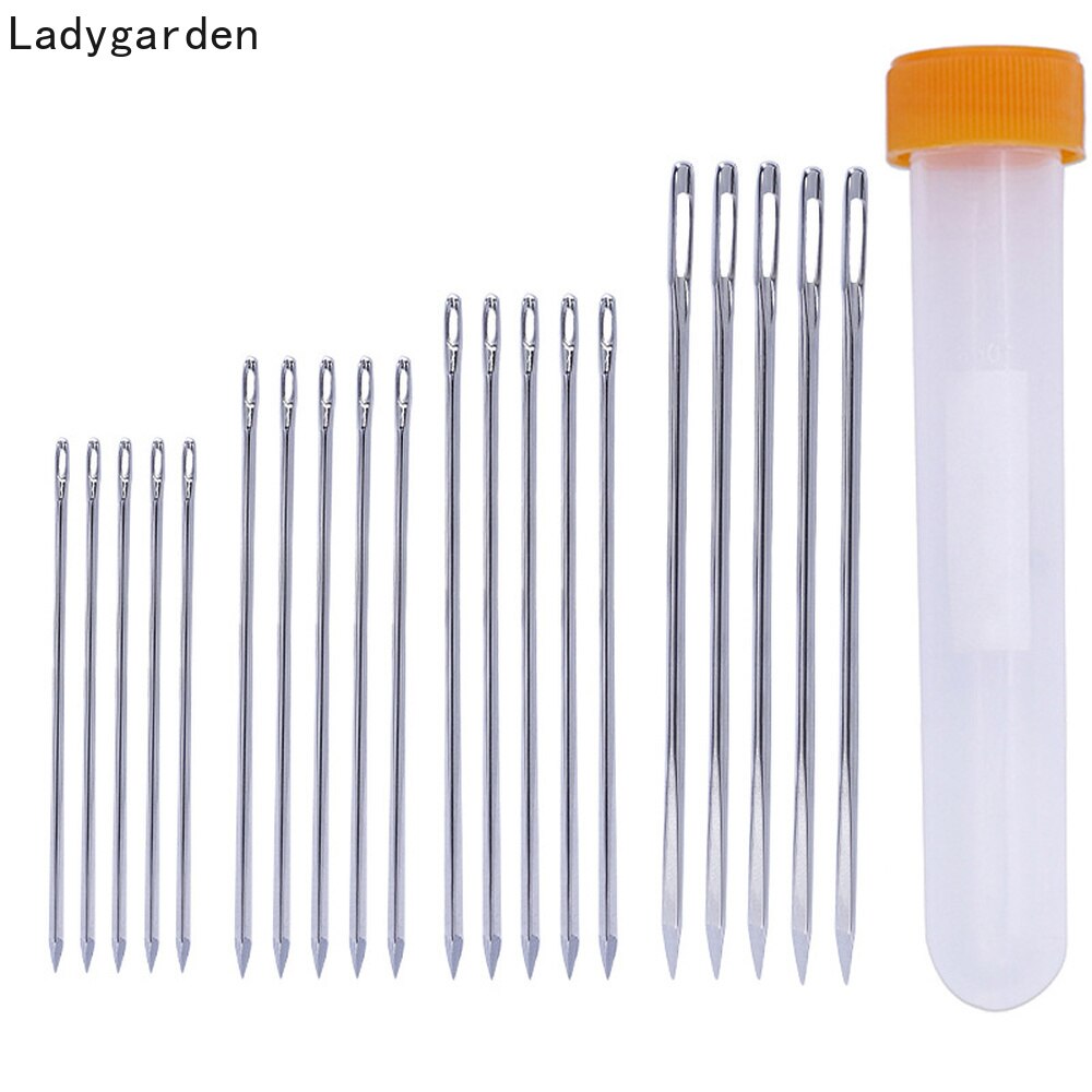 Aguja de acero inoxidable para coser cuero, herramientas de costura a mano, 4,4/5,2/5,8/7,0 cm, 20 Uds.