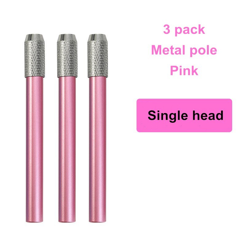 Single/double-end pencil extension set color lead charcoal sketch pencil extension rod metal/wood art student pencil extension: 3 pcs pink