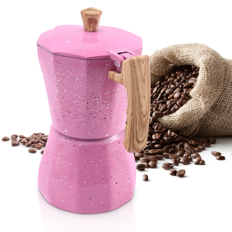 Latte mokka kaffetrakter italiensk moka espresso cafeteira perkolator gryte stovetop kaffetrakter 300ml rosa