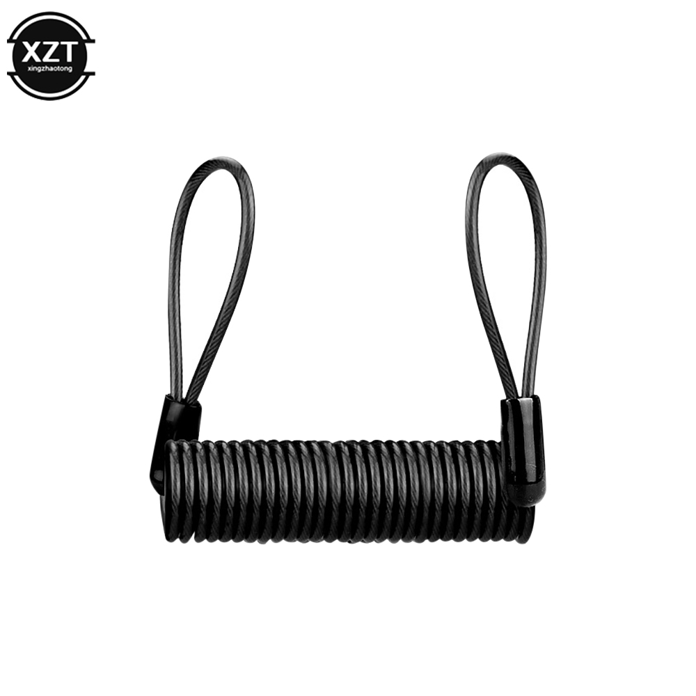 120Cm Alarm Schijf Slot Beveiliging Anti Dief Motorfiets Motorfiets Wiel Rem Alarm Slot & Tas En Herinnering Veer Kabel: Black