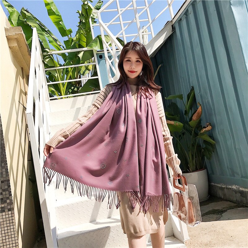 Winter Warm -drilling Scarf Women Pashmina Shawl Cashmere Solid Scarves Blanket Shawls scarf female stole