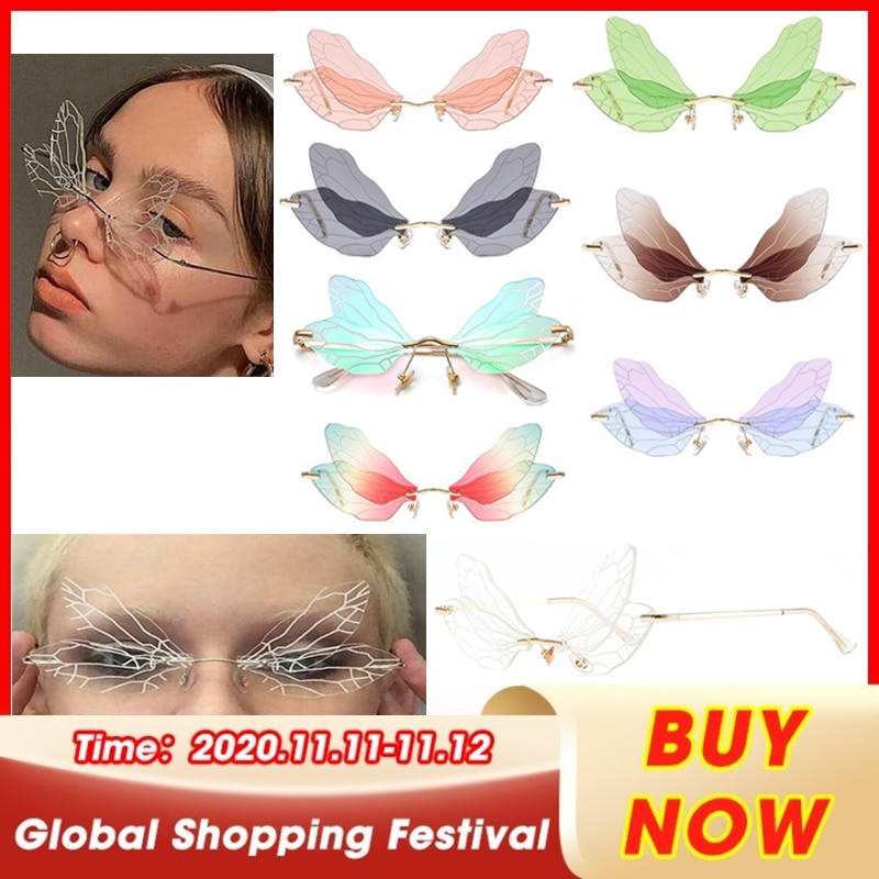 Kantløse guldsmed vinge solbriller kvinder vintage klare ocean linse briller mænd pink solbriller udstyr nuancer  uv400