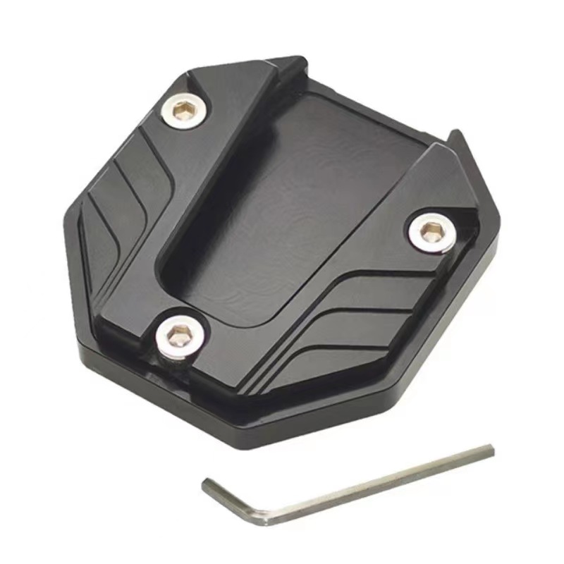 Motorstandaard Pad Antislip Vergroter Basisondersteuning Uitbreiding Vergroter Scooter Bromfiets Voetkussen CNC Aluminiumlegering: Black