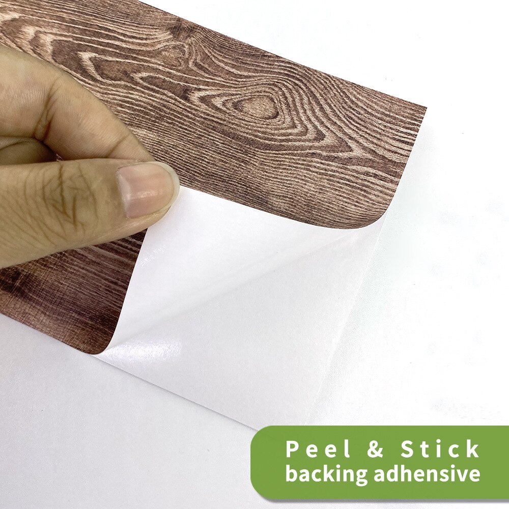 9Pcs/Pack 20x10cm Dark Brown Wooden Self-adhesive PVC Wall Stickers DIY Bathroom Kitchen Wall Tile Stair Sticker