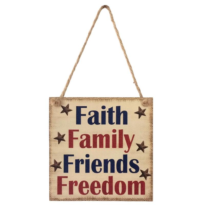 Houten Rechthoek Opknoping Bloem Letters Bord Onafhankelijkheid Dag Decor Muur Deur Woondecoratie Ambachten Levert: 4