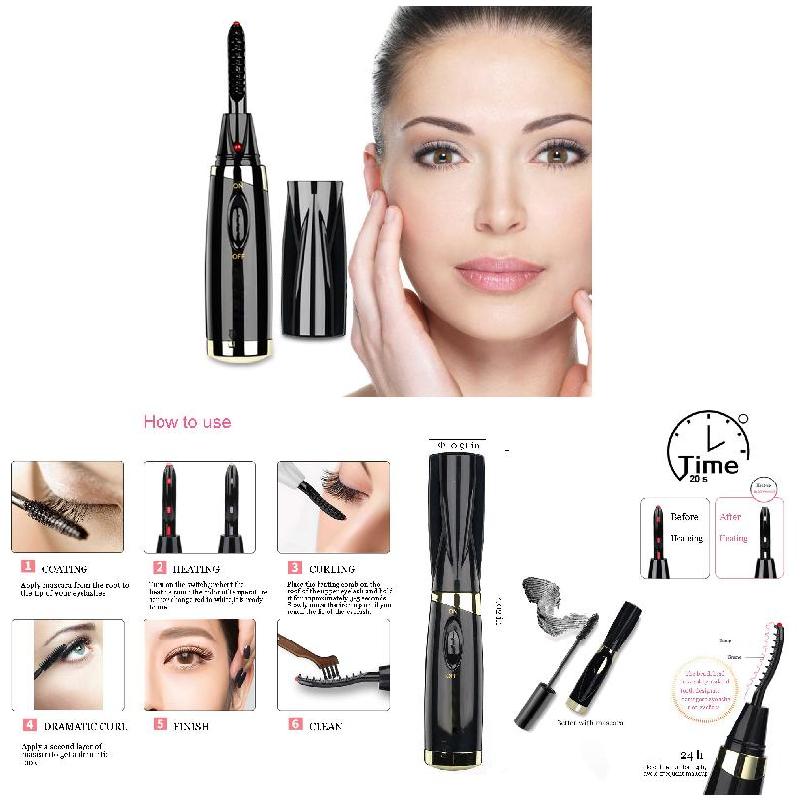 Sähköinen lämmitetty ripsien taivutin sähköinen permanentti taivutin rauta silmäripset applikaattori silmäripsien taivutin clip työkalu