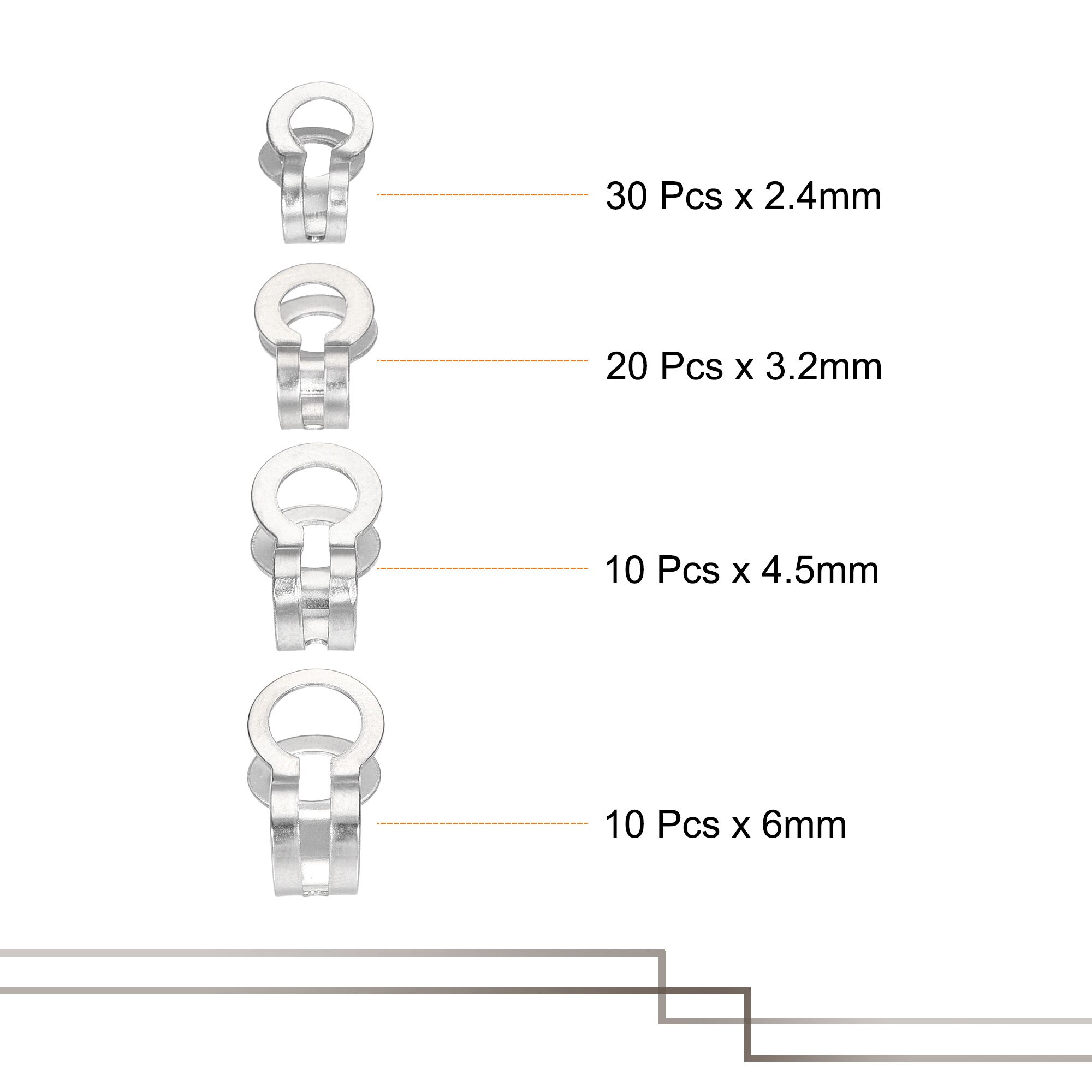 Uxcell Ball Kette Stecker, 2,4mm 3mm 4,5mm 6mm Doppel Ring Stil Verknüpfung Schleife Verbindung 304 Edelstahl, 1 einstellen