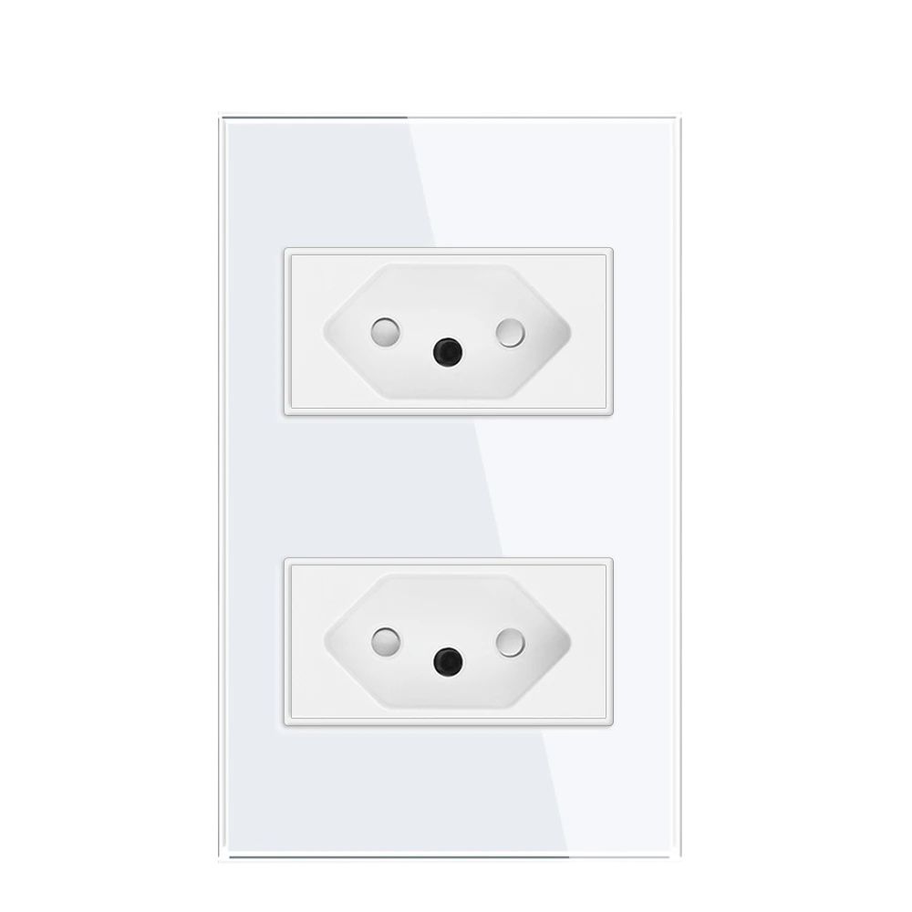 Brasilien 10a 20a Steckdose 2 Stifte See AC 118 mm * 72 mm gehärtete Glassteckdose mit USB und Typ-C, BR USB-Wandsteckdose: TYP 14 / 250 V