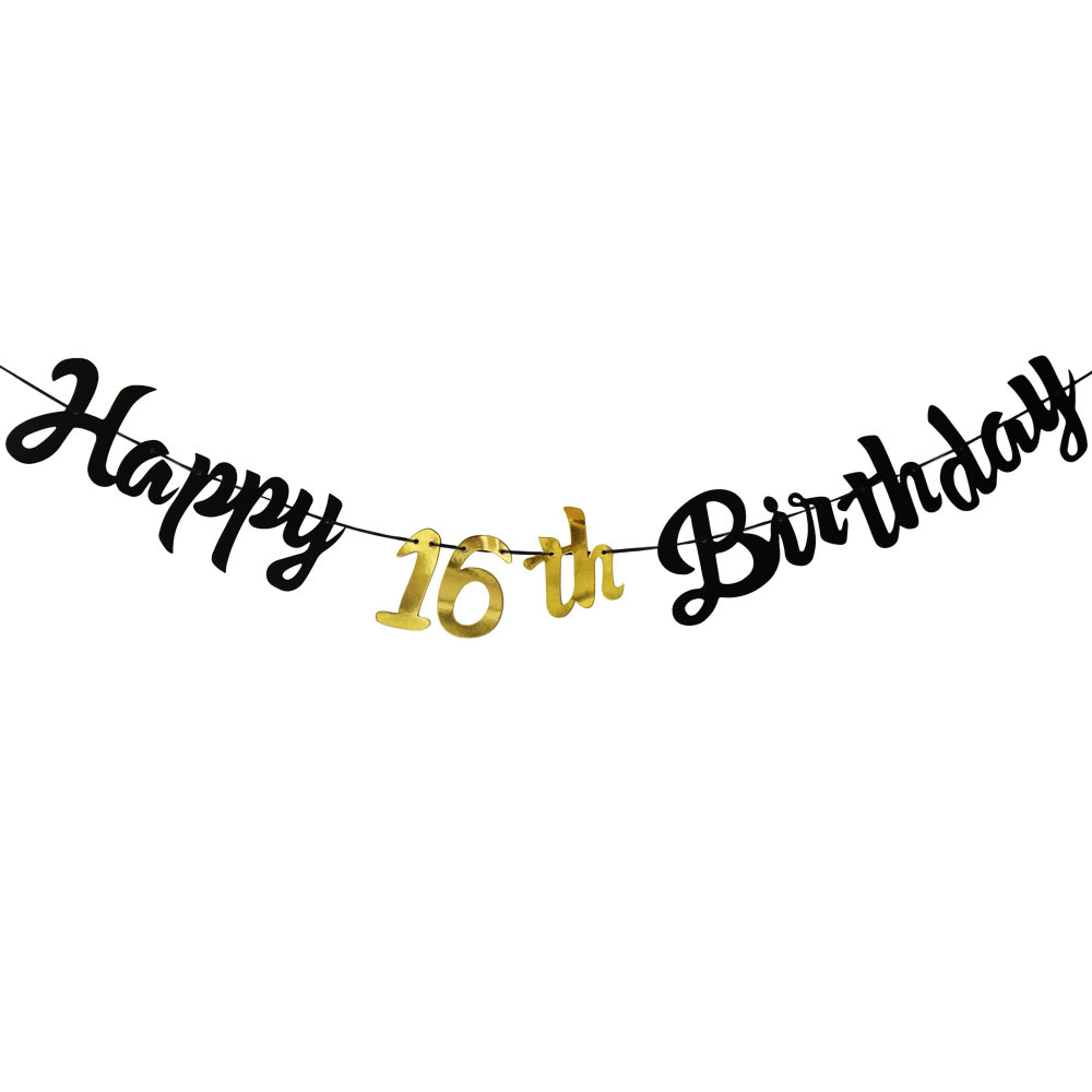 16e verjaardag voor jongens meisjes Gelukkige 16e verjaardag benodigdheden 16 feestdecoraties Zwart goud 16e verjaardag Borden Servetten Tafelkleden: Chocolade