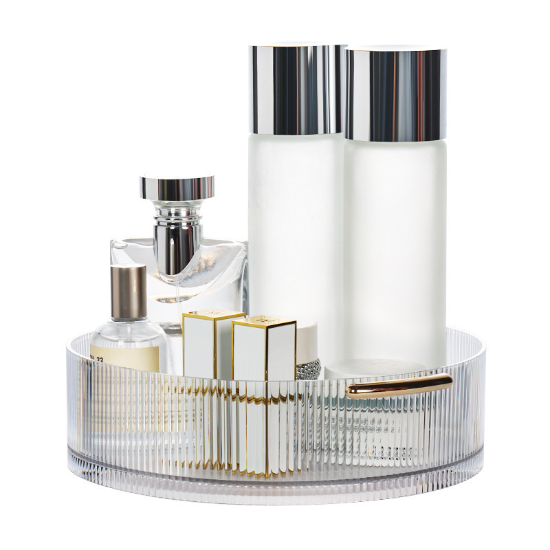 360° Rotating Cosmetic Storage Box - Large Capacity Round Transparent Tray - Desktop Organizer