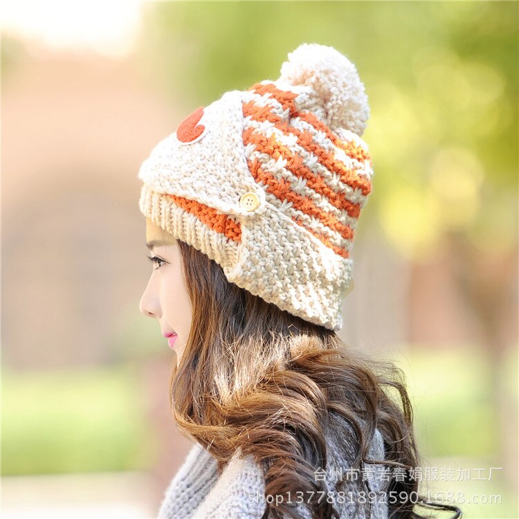 Snor dames winter warme muts met masker dames gebreide muts