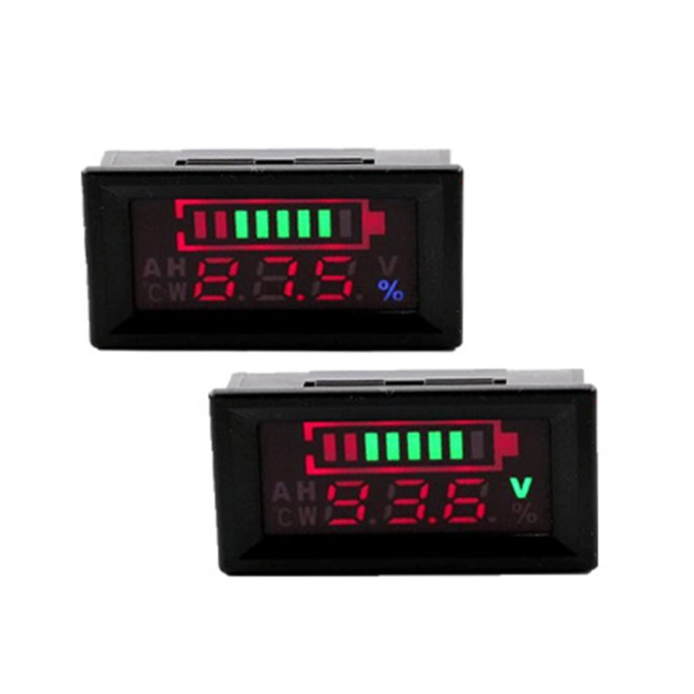6-100V Dual Display Voltmeter Lead Acid Battery Percentage Digital Voltage Power Meter Anti-reverse Connection
