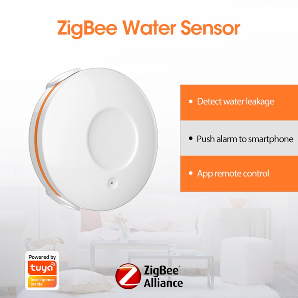 Smart Water Sensor Water Detector Water Leak Sensor and Alarm with APP Notification Compatible with 2.4GHz Home Security Zigbee