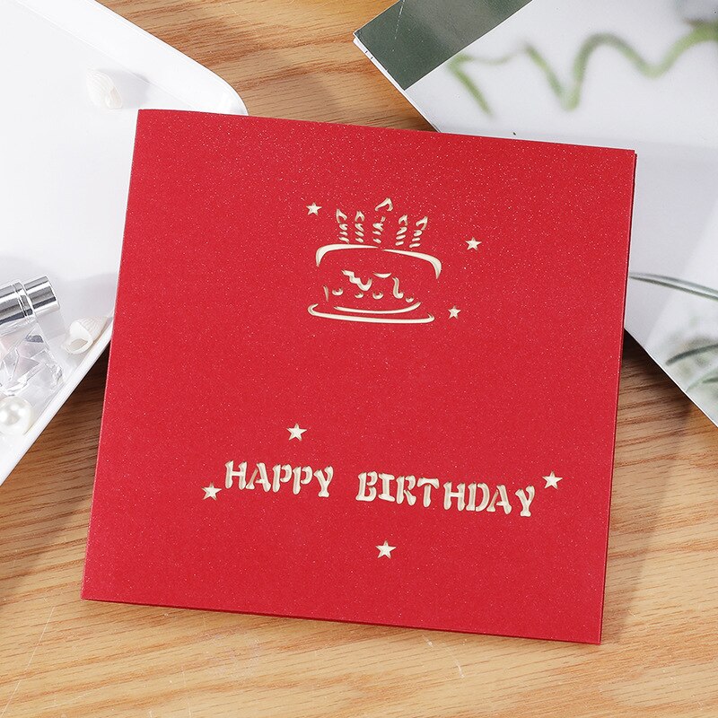 Hollow Paper Cut Paper Sculpture Greeting Card Festival Postcard Decoration 3D Cake Birthday Wishes Greeting Card