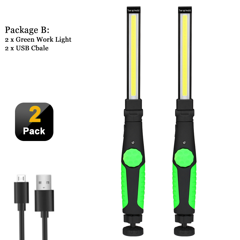 Lampes de travail LED COB, lampe de poche pliante avec Base magnétique, bande Rechargeable, lumière d'inspection lumineuse pour la réparation automobile: YELLOW