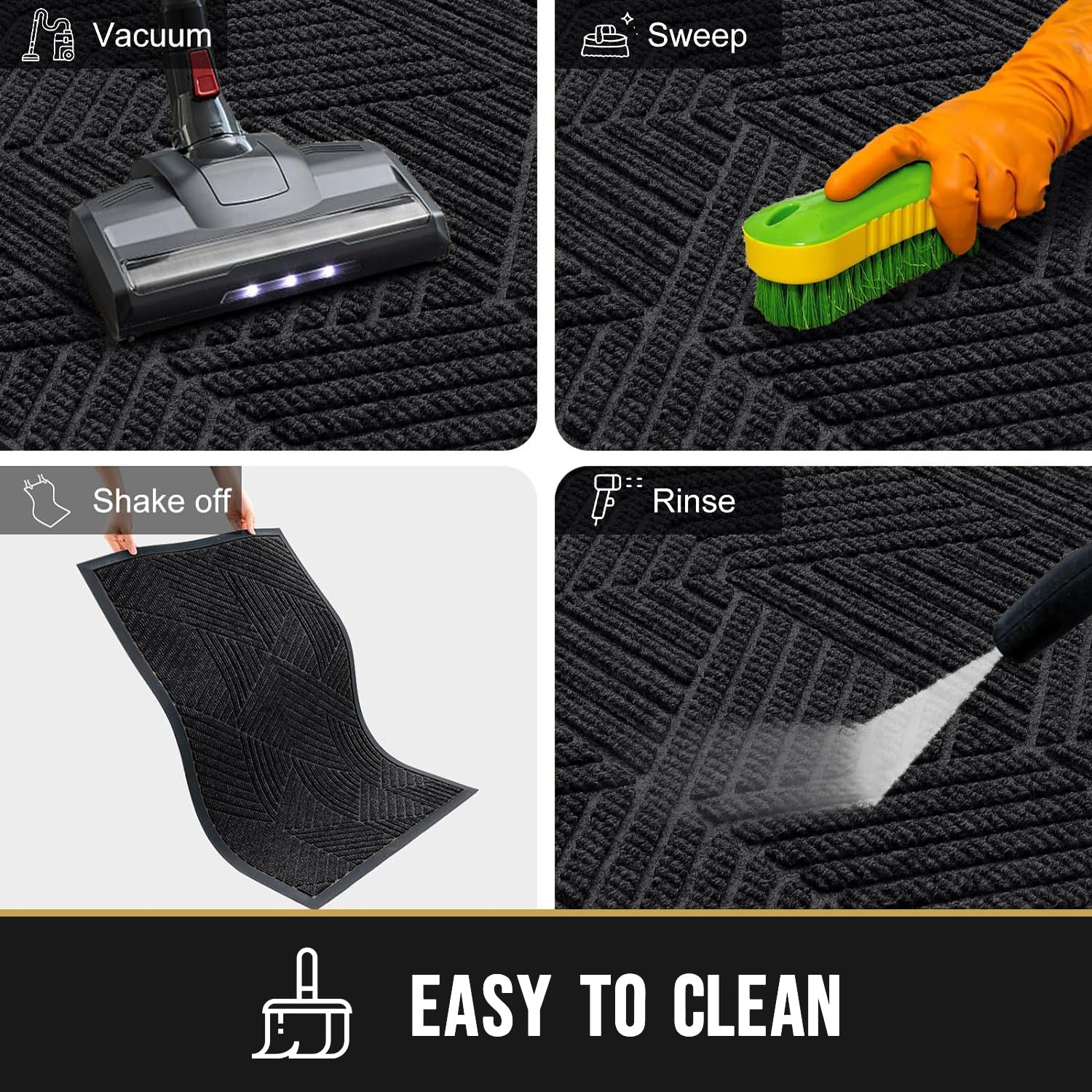 Olanly-felpudos delanteros interiores, alfombras de entrada de perfil bajo, alfombra absorbente para exteriores, resistente, antideslizante, lavable, alfombra de bienvenida, estera de goma