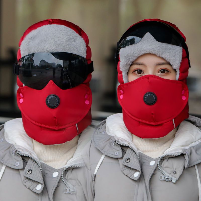 Fleece Hat Women Thickened Warm Ear Protection Cotton Hat Men's Fall/winter Outdoor Cycling Windproof Cold Hat